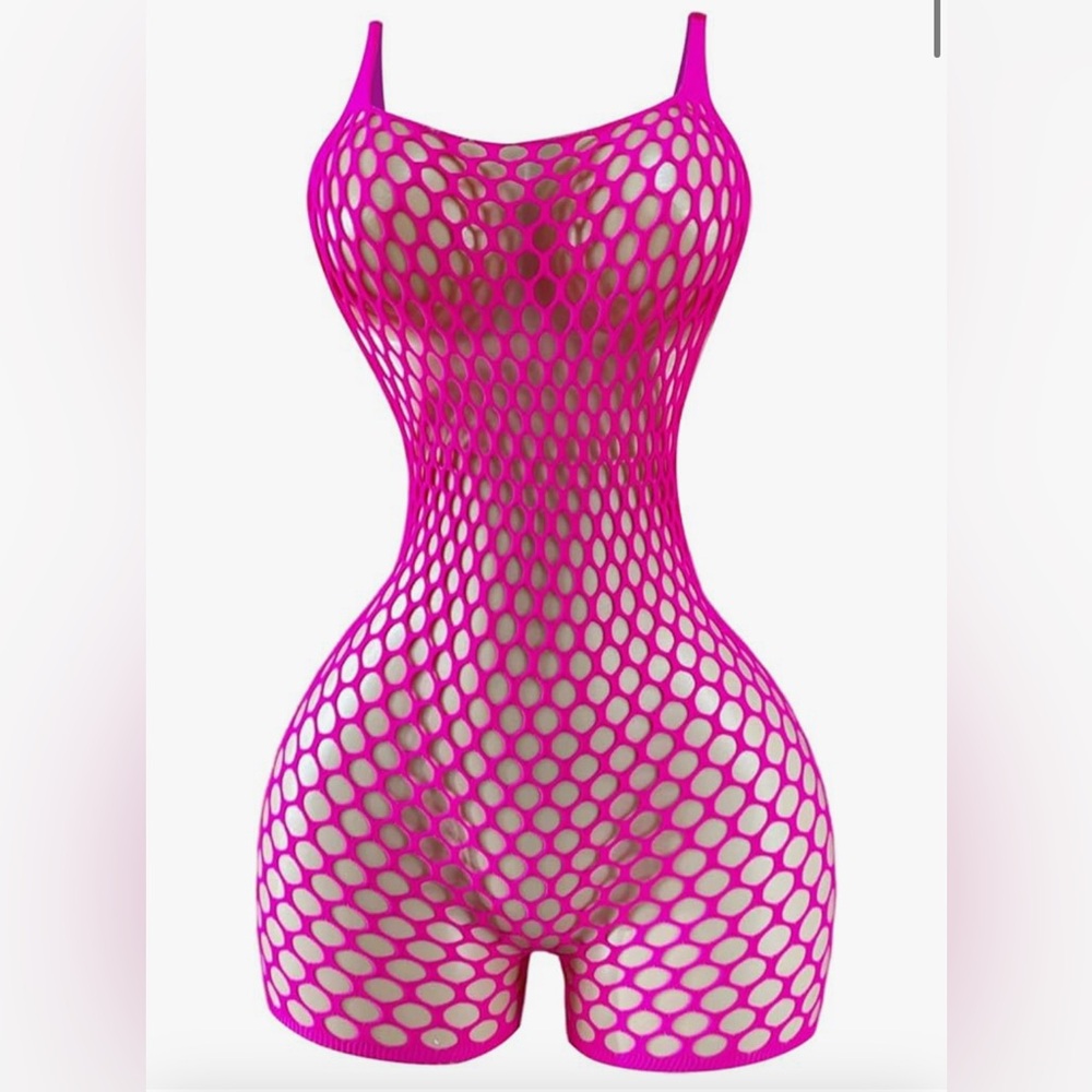 Elegant Pink Fishnet Bodysuit